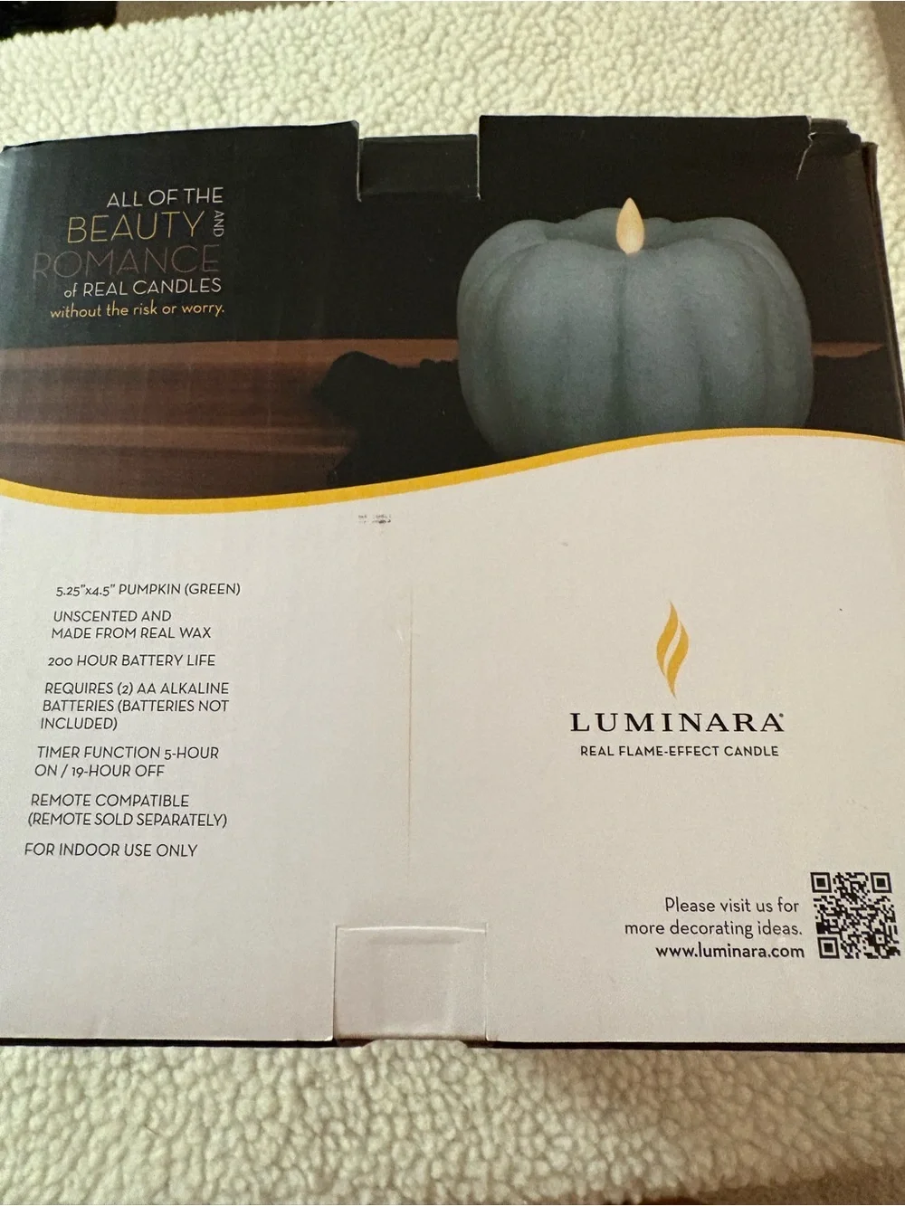 Luminara Decorative Sage Green Pumpkin LED Accent